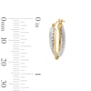 Thumbnail Image 3 of 15.0mm Two-Tone Crossover Hoop Earrings in Hollow 10K Gold