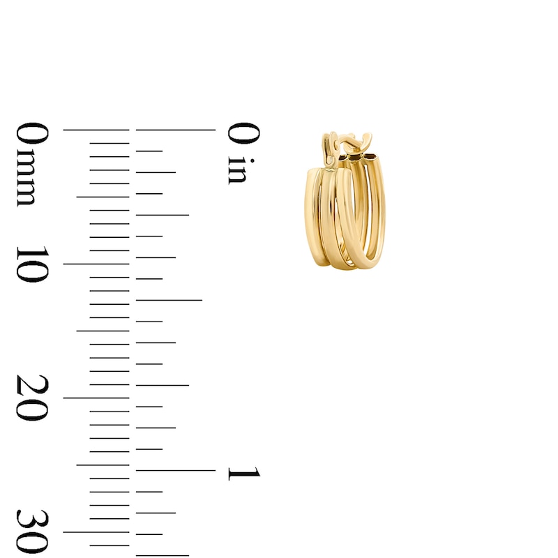 Triple Hoop Earrings in Hollow 14K Gold