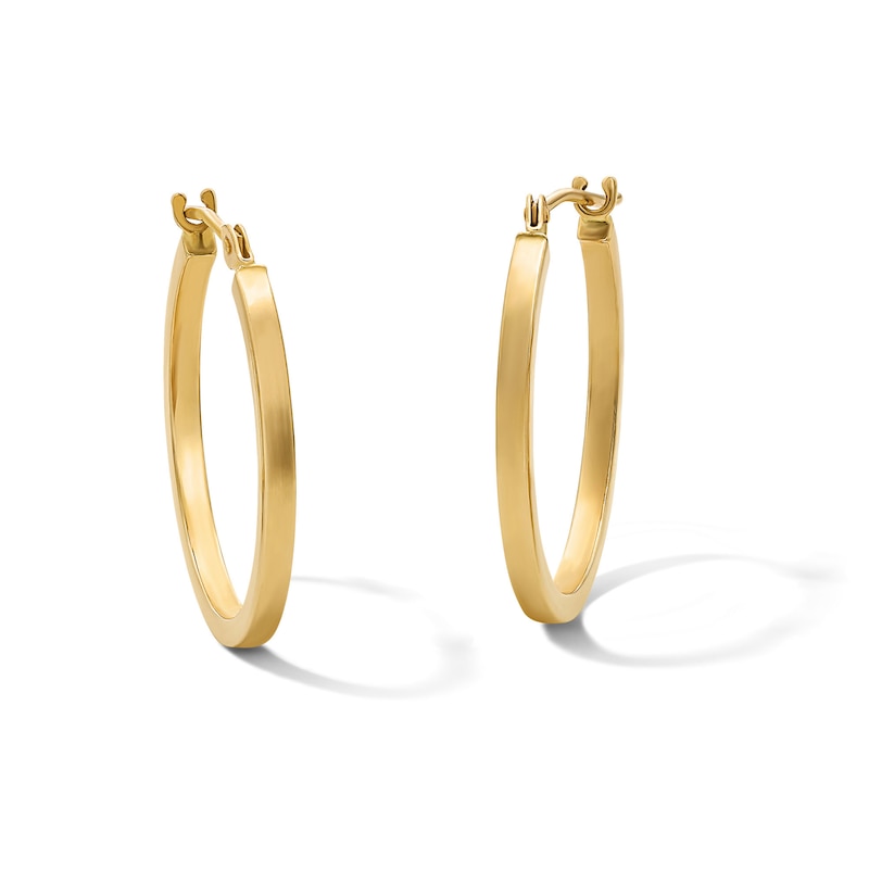 20.0mm Square Tube Hoop Earrings in Hollow 10K Gold