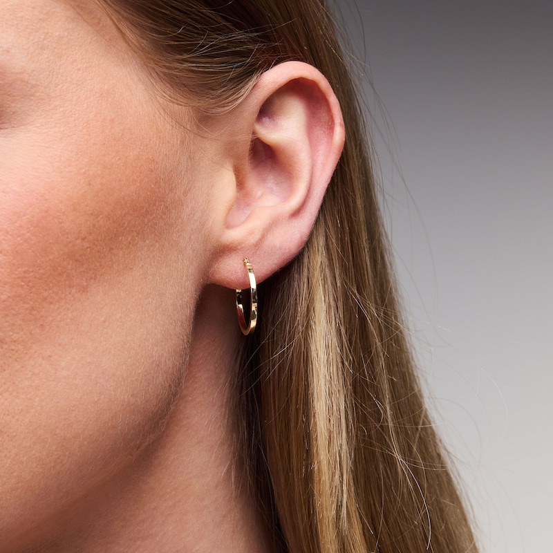 20.0mm Square Tube Hoop Earrings in Hollow 10K Gold