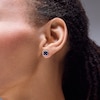 Thumbnail Image 2 of Vera Wang Love Collection Blue Sapphire and 0.085 CT. T.W. Diamond Frame Clover Stud Earrings in Sterling Silver