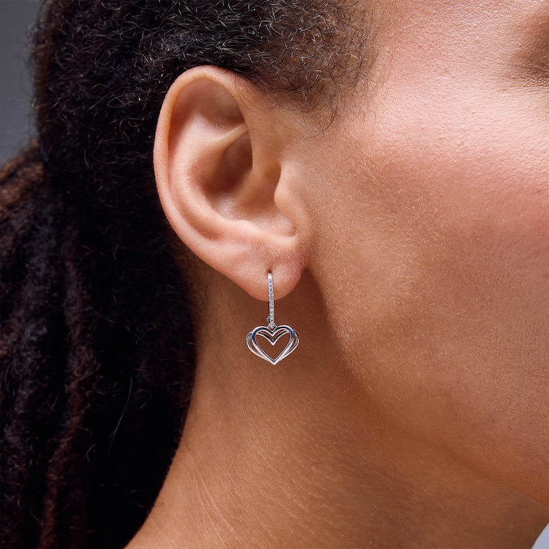 Main Image 2 of Vera Wang Love Collection 0.085 CT. T.W. Diamond Heart Drop Earrings in Sterling Silver
