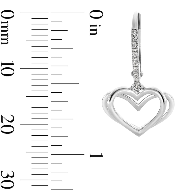 Main Image 3 of Vera Wang Love Collection 0.085 CT. T.W. Diamond Heart Drop Earrings in Sterling Silver