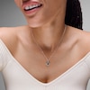 Thumbnail Image 2 of Vera Wang Love Collection Blue Sapphire and 0.085 CT. T.W. Diamond Frame Clover Pendant in Sterling Silver - 19"