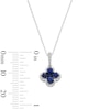 Thumbnail Image 3 of Vera Wang Love Collection Blue Sapphire and 0.085 CT. T.W. Diamond Frame Clover Pendant in Sterling Silver - 19"