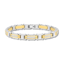 0.50 CT. T.W. Diamond Link Bracelet in Two-Tone Solid Stainless Steel - 8.25”