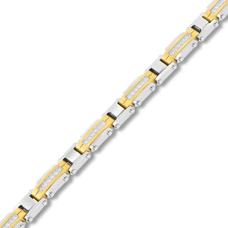 Main Image 2 of 0.50 CT. T.W. Diamond Link Bracelet in Two-Tone Solid Stainless Steel - 8.25”