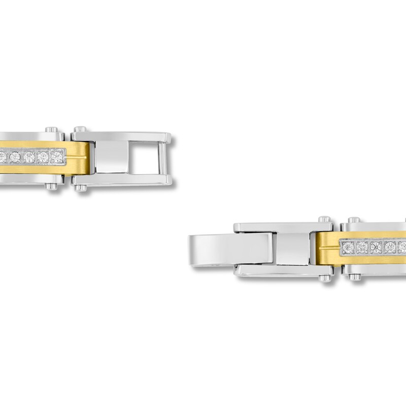 Main Image 3 of 0.50 CT. T.W. Diamond Link Bracelet in Two-Tone Solid Stainless Steel - 8.25”