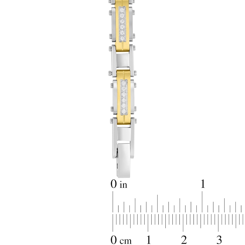 Main Image 4 of 0.50 CT. T.W. Diamond Link Bracelet in Two-Tone Solid Stainless Steel - 8.25”