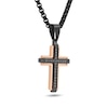 Thumbnail Image 2 of 0.20 CT. T.W. Black Diamond Cross Pendant in Black and Rose-Tone Ion-Plated Stainless Steel - 24”