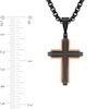 Thumbnail Image 4 of 0.20 CT. T.W. Black Diamond Cross Pendant in Black and Rose-Tone Ion-Plated Stainless Steel - 24”