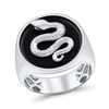 Thumbnail Image 1 of Black Onyx Snake Signet Ring in Sterling Silver