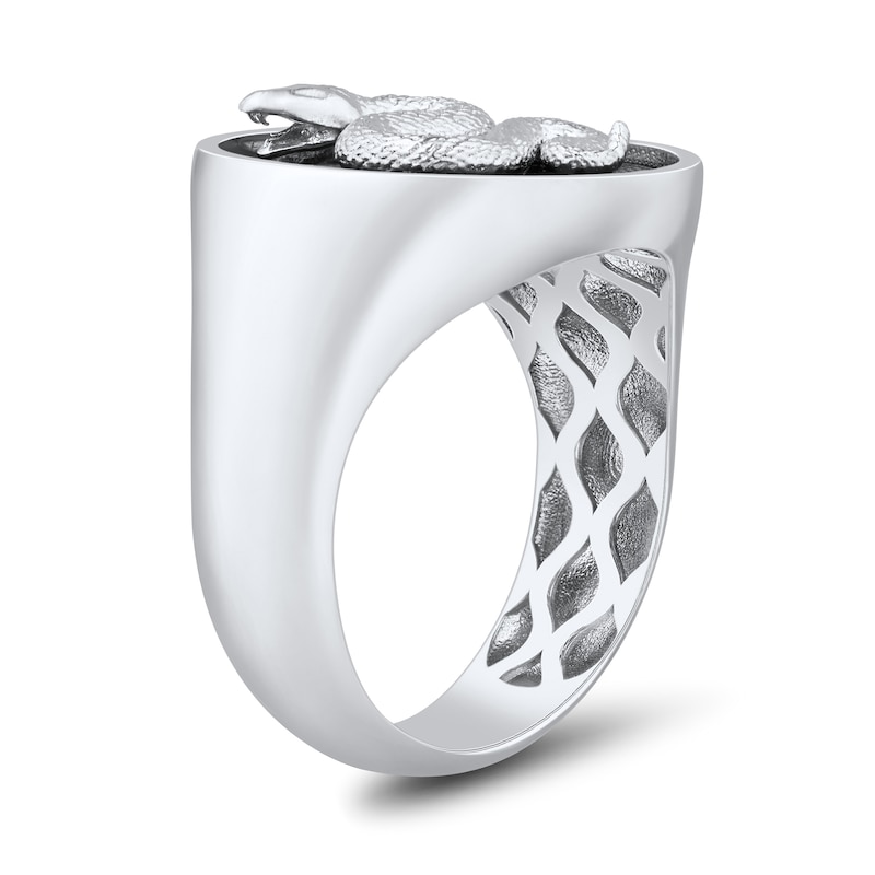 Black Onyx Snake Signet Ring Sterling Silver