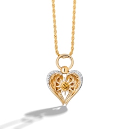 Limor Mindful Jewellery Archangel Citrine and Diamond Accent Heart Pendant in Two-Tone Sterling Silver