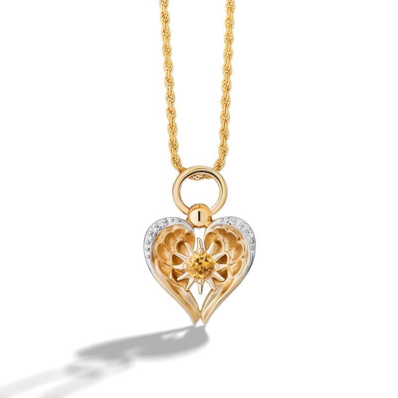 Limor Mindful Jewellery Archangel Citrine and Diamond Accent Heart Pendant in Two-Tone Sterling Silver