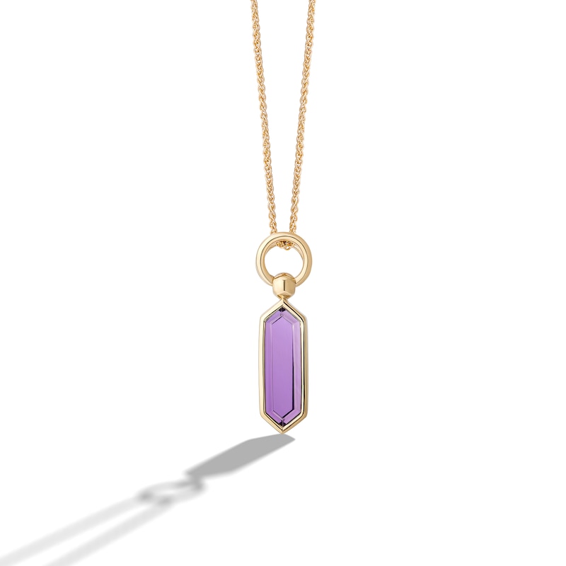 Main Image 1 of Limor Mindful Jewellery Guidestones Elongated Hexagon Amethyst Pendant in 10K Gold