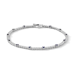 Vera Wang Love Collection 0.23 CT. T.W. Diamond and Blue Sapphire Tennis Bracelet in Sterling Silver