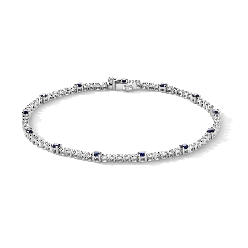 Vera Wang Love Collection 0.23 CT. T.W. Diamond and Blue Sapphire Tennis Bracelet in Sterling Silver