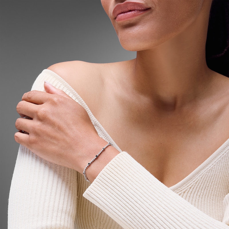 Main Image 2 of Vera Wang Love Collection 0.23 CT. T.W. Diamond and Blue Sapphire Tennis Bracelet in Sterling Silver