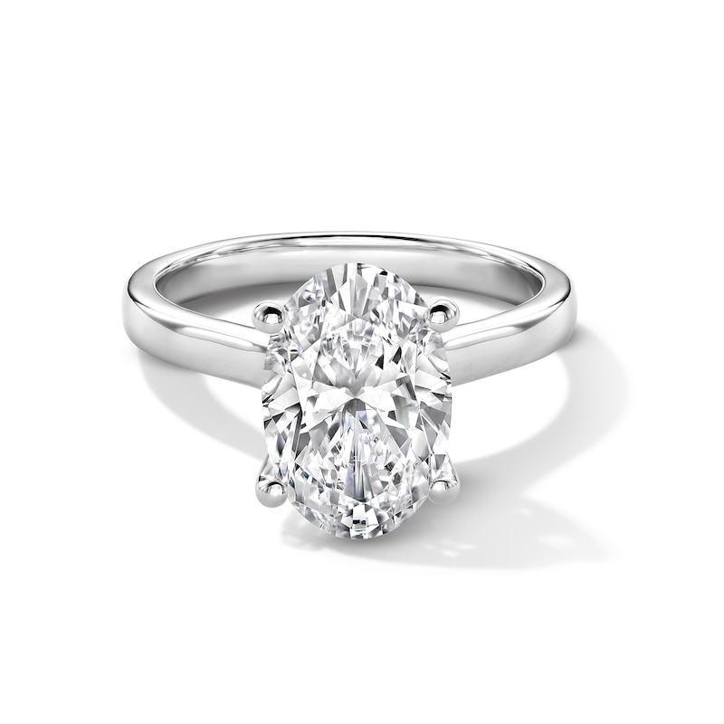 3.11 CT. T.W. Oval Certified Lab-Grown Diamond Hidden Frame Engagement Ring in 14K White Gold (F/VS2)