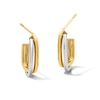 Thumbnail Image 1 of 16.0mm Two-Tone Crossover Paper Clip Link J-Hoop Earrings in Hollow 10K Gold