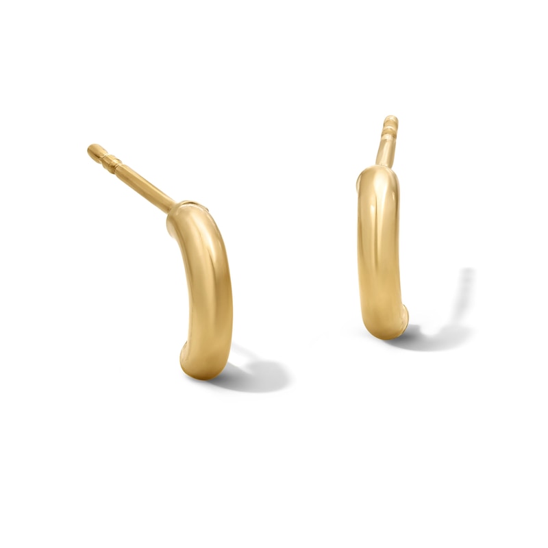Quarter-Hoop Stud Earrings in Hollow 10K Gold
