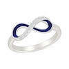 Thumbnail Image 1 of White Lab-Created Sapphire and Blue Enamel Infinity Twist Ring in Sterling Silver
