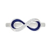 Thumbnail Image 2 of White Lab-Created Sapphire and Blue Enamel Infinity Twist Ring in Sterling Silver