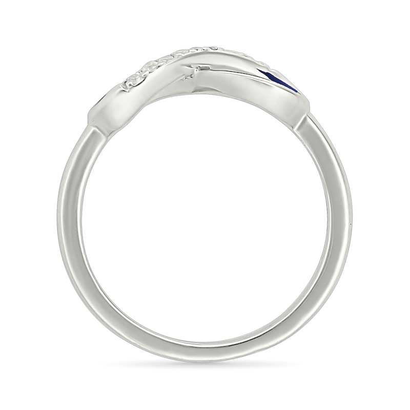 Main Image 3 of White Lab-Created Sapphire and Blue Enamel Infinity Twist Ring in Sterling Silver