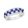 Thumbnail Image 1 of Blue and White Lab-Created Sapphire Fashion Ring in Sterling Silver