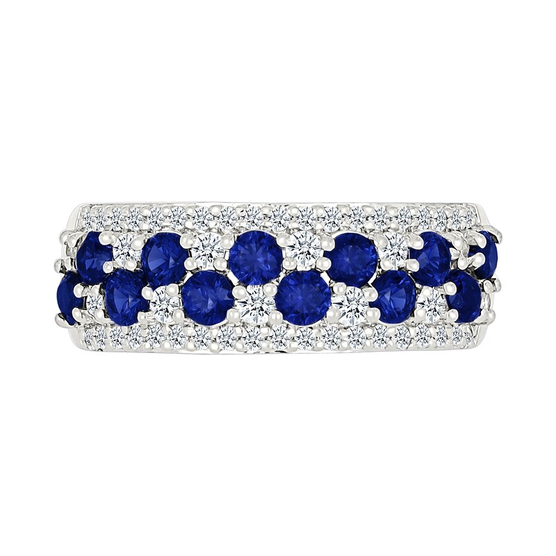 Main Image 3 of Blue and White Lab-Created Sapphire Fashion Ring in Sterling Silver