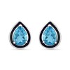 Thumbnail Image 1 of Pear-Shaped Swiss Blue Topaz and Black Enamel Frame Stud Earrings in Sterling Silver