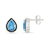 Thumbnail Image 3 of Pear-Shaped Swiss Blue Topaz and Black Enamel Frame Stud Earrings in Sterling Silver