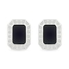 Thumbnail Image 1 of White Lab-Created Sapphire and Black Enamel Octagon-Shaped Frame Stud Earrings in Sterling Silver