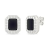 Thumbnail Image 2 of White Lab-Created Sapphire and Black Enamel Octagon-Shaped Frame Stud Earrings in Sterling Silver