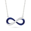 Thumbnail Image 1 of White Lab-Created Sapphire and Blue Enamel Infinity Twist Necklace in Sterling Silver