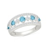 Thumbnail Image 1 of Swiss Blue Topaz and White Lab-Created Sapphire Openworked Ring in Sterling Silver