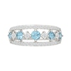 Thumbnail Image 3 of Swiss Blue Topaz and White Lab-Created Sapphire Openworked Ring in Sterling Silver
