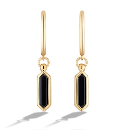 Limor Mindful Jewellery Guidestones Elongated Hexagon Black Onyx Solitaire Drop Earrings in 10K Gold
