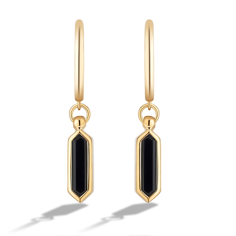 Main Image 1 of Limor Mindful Jewellery Guidestones Elongated Hexagon Black Onyx Solitaire Drop Earrings in 10K Gold