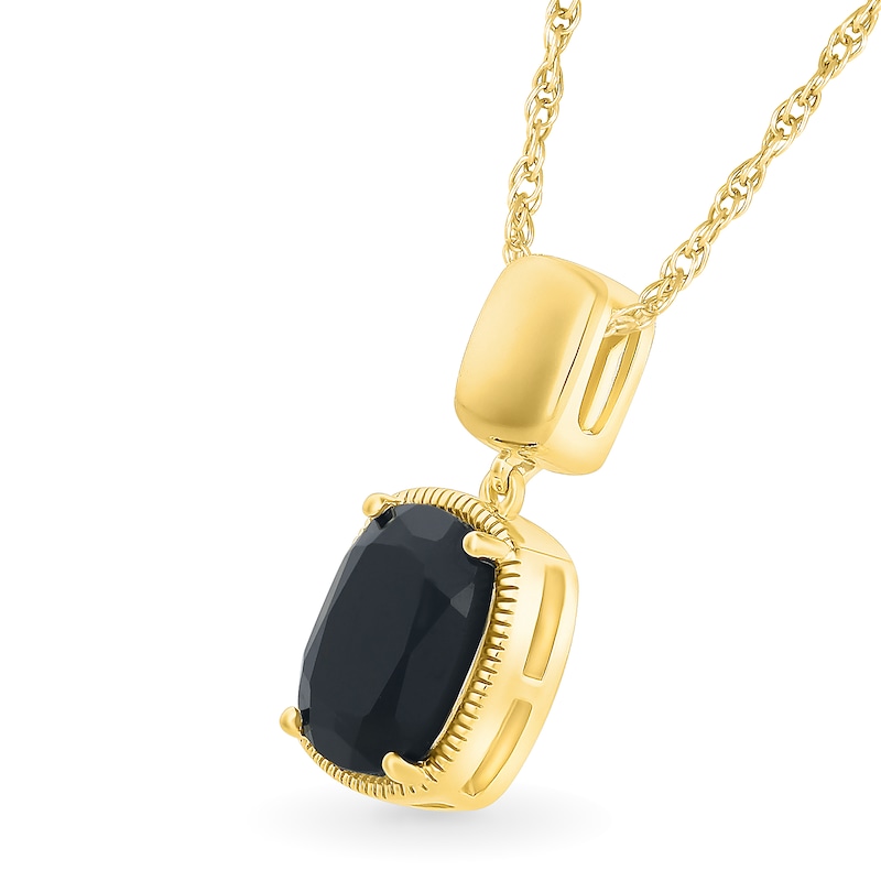 Main Image 2 of Cushion-Cut Black Onyx Drop Pendant in Sterling Silver with 10K Gold Plate