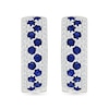 Thumbnail Image 1 of Blue and White Lab-Created Sapphire Hoop Earrings in Sterling Silver