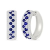 Thumbnail Image 2 of Blue and White Lab-Created Sapphire Hoop Earrings in Sterling Silver