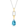 Thumbnail Image 1 of Pear-Shaped Swiss Blue Topaz and 0.04 CT. T.W. Diamond Pendant in Sterling Silver and 10K Gold