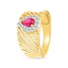 Thumbnail Image 2 of Pear-Shaped Lab-Created Ruby and White Lab-Created Sapphire Convex Ring in Sterling Silver with 10K Gold Plate