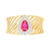 Thumbnail Image 3 of Pear-Shaped Lab-Created Ruby and White Lab-Created Sapphire Convex Ring in Sterling Silver with 10K Gold Plate