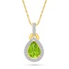 Thumbnail Image 1 of Pear-Shaped Peridot and White Lab-Created Sapphire Frame Pendant in 10K Gold