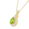 Thumbnail Image 2 of Pear-Shaped Peridot and White Lab-Created Sapphire Frame Pendant in 10K Gold