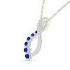 Thumbnail Image 2 of Blue Lab-Created Sapphire and 0.085 CT. T.W. Diamond Journey Infinity Pendant in Sterling Silver