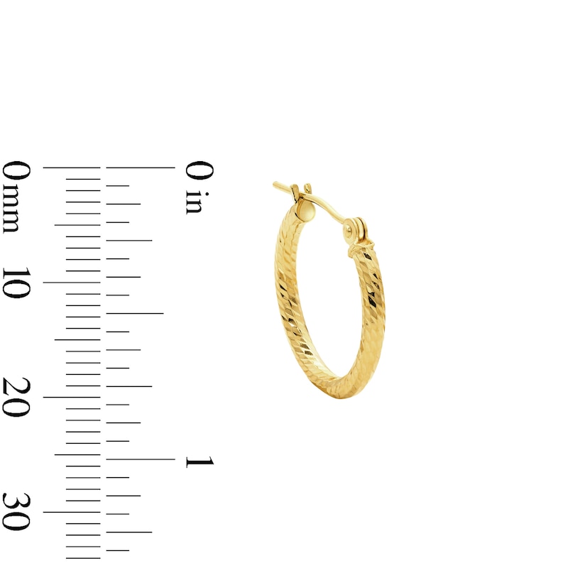 18.0mm Textured Hoop and Ball Post Earrings Set in Hollow 10K Gold